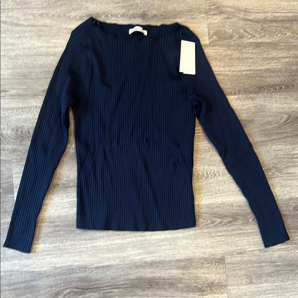 Abercrombie & Fitch Navy Blue Ribbed Blouse